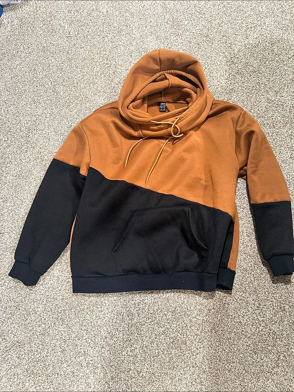 SHEIN Color Block Hoodie Brown & Black Size XL